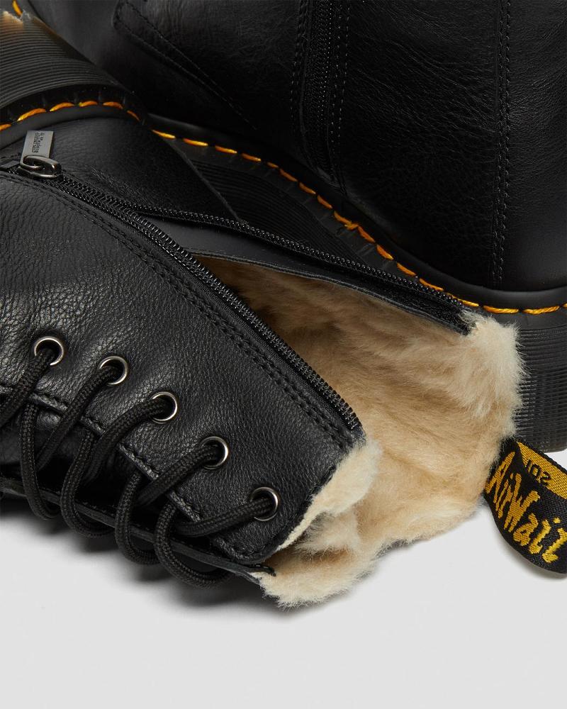 Dr Martens Jadon Læder Faux Fur Forede Platform Platform Støvler Herre Sort | DK 554TCE
